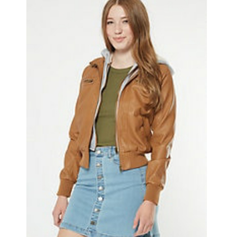 Brown Faux Leather Jacket